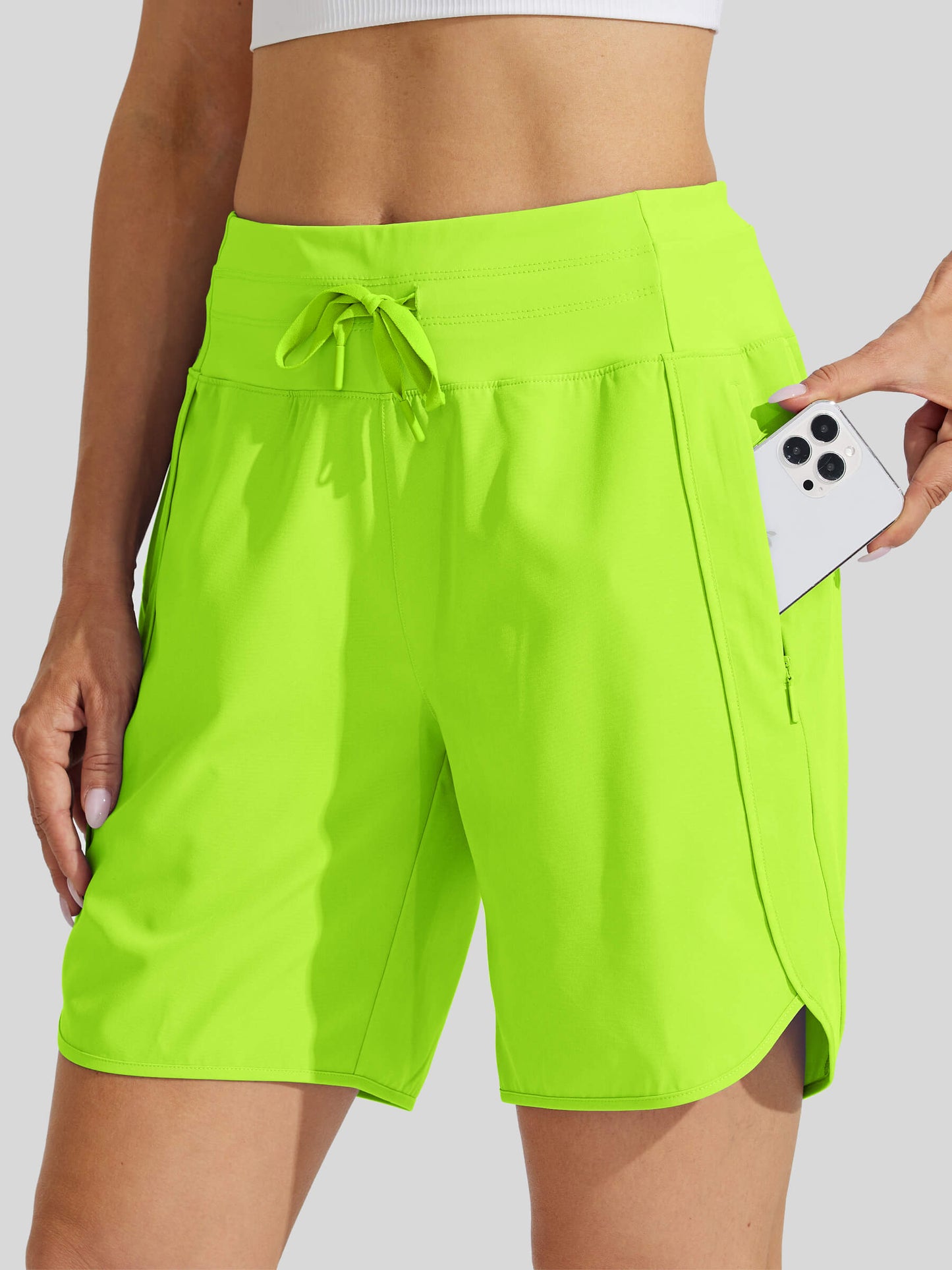 Women's Active 7 Inseam Athletic Long Running High Wasistband Shorts