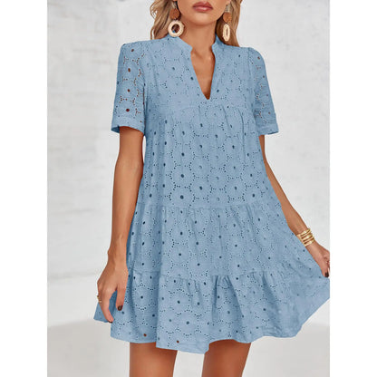 Women’s Lace Dresses Eyelet Casual Flowy Babydoll Swing
