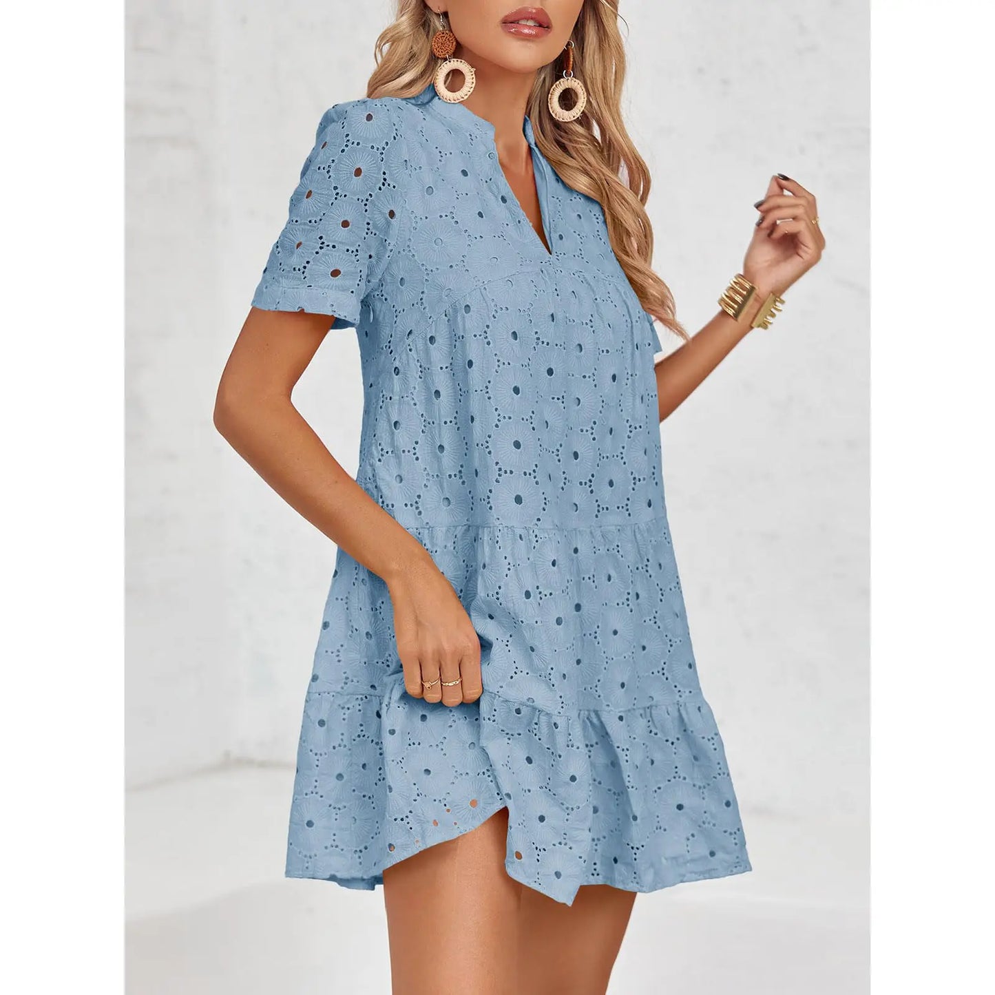 Women’s Lace Dresses Eyelet Casual Flowy Babydoll Swing