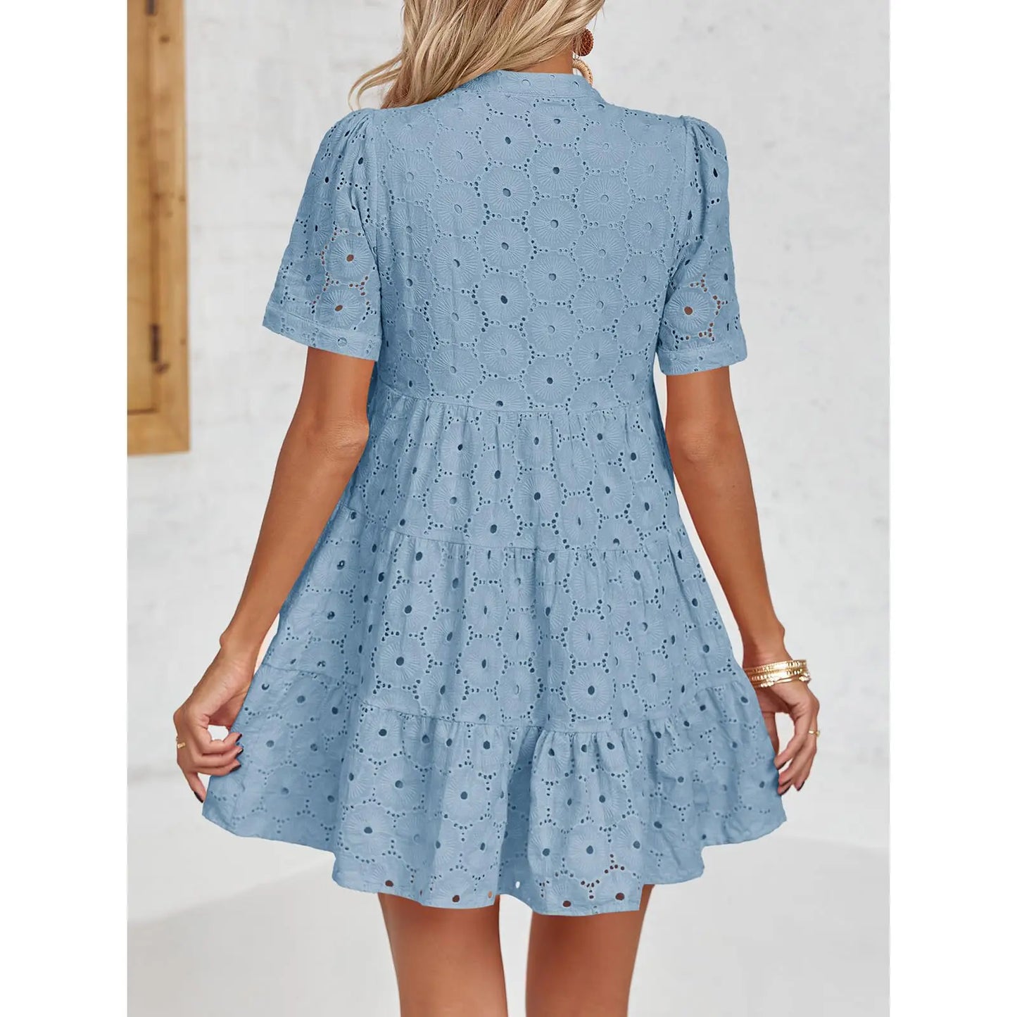 Women’s Lace Dresses Eyelet Casual Flowy Babydoll Swing