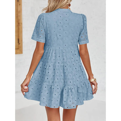 Women’s Lace Dresses Eyelet Casual Flowy Babydoll Swing