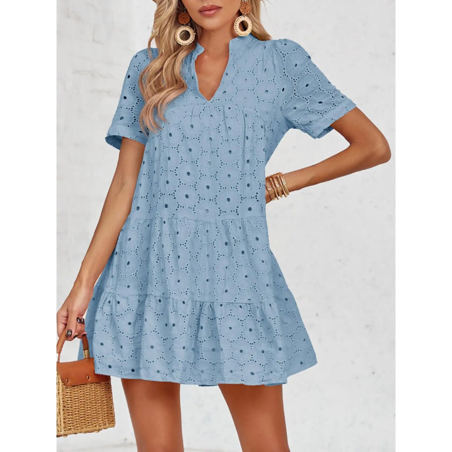 Women’s Lace Dresses Eyelet Casual Flowy Babydoll Swing