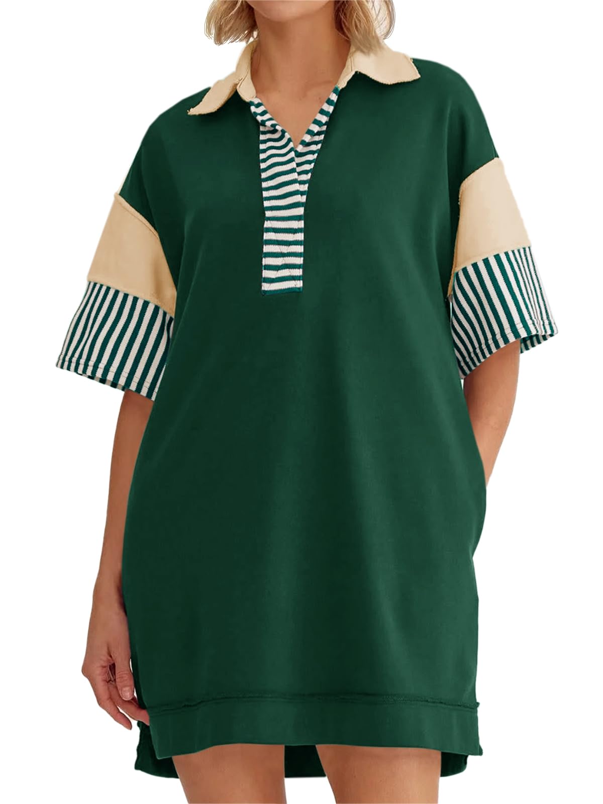 Women's Colorblock Patchwork Short Sleeve T Shirt Dress