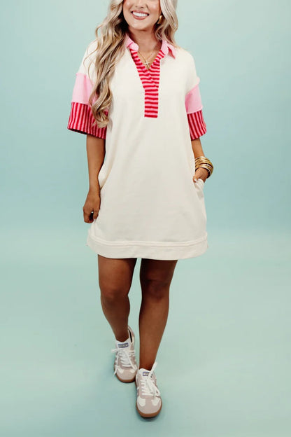 Women's Colorblock Patchwork Short Sleeve T Shirt Dress