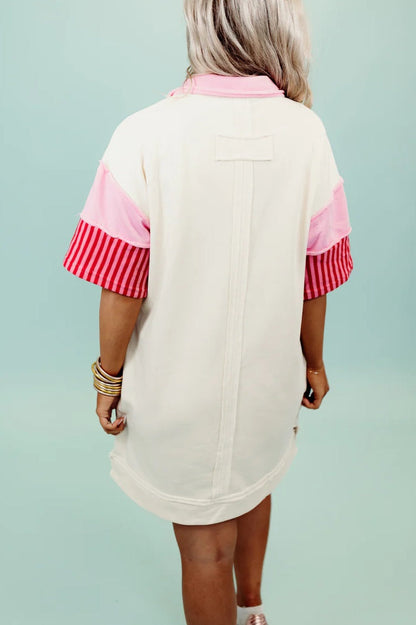 Women's Colorblock Patchwork Short Sleeve T Shirt Dress