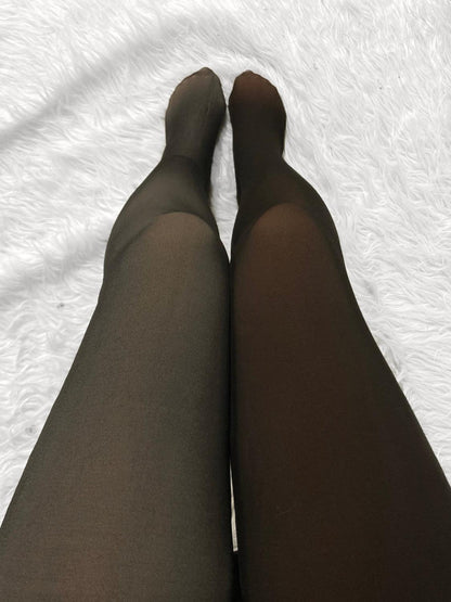 Women's Fleece Lined Tights Fake Translucent Warm Thermal Pantyhose Sheer Thick Leggings