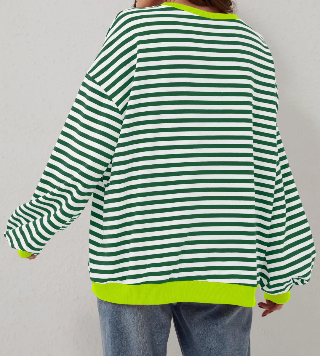 Women's Oversized Striped Color Block Sweatshirt