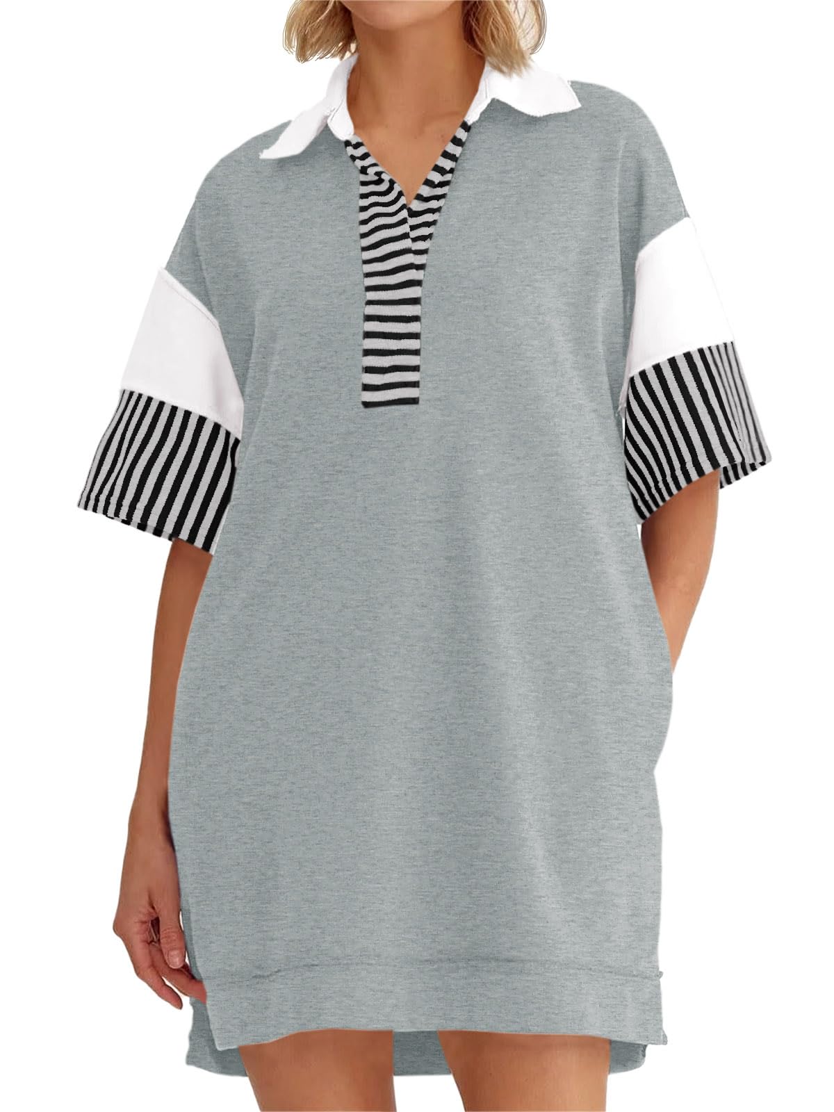 Women's Colorblock Patchwork Short Sleeve T Shirt Dress