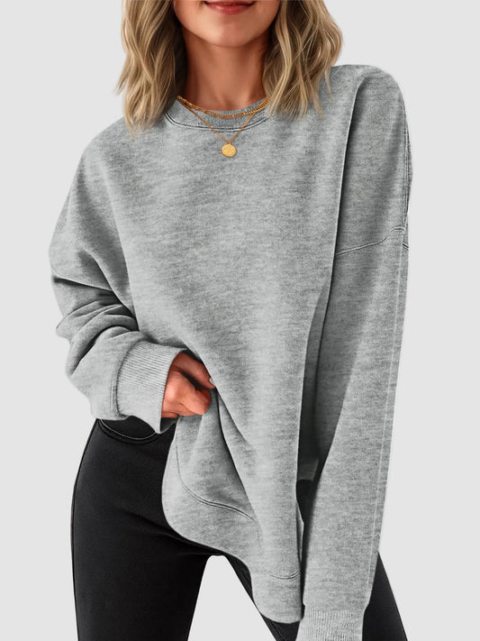 Women's High-Low Curved Hem Sweatshirt with Side Slits