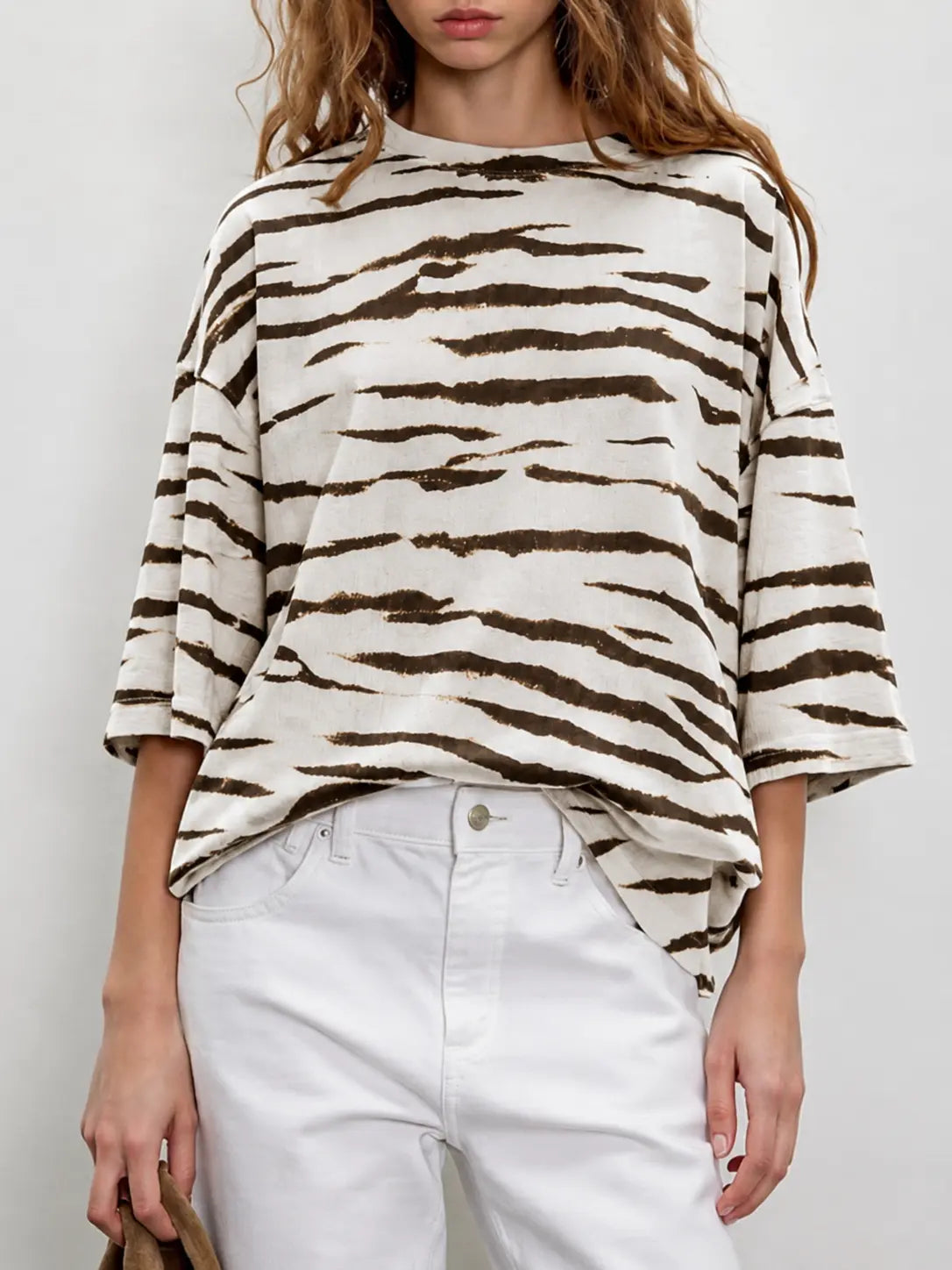 Womens 2026 New Oversized Half Sleeve Crew Neck Tunic Tops