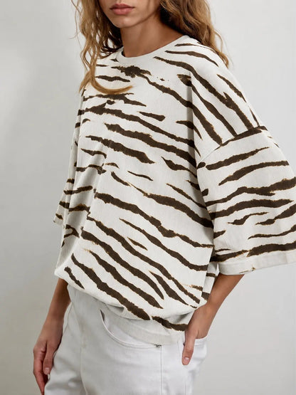 Womens 2026 New Oversized Half Sleeve Crew Neck Tunic Tops