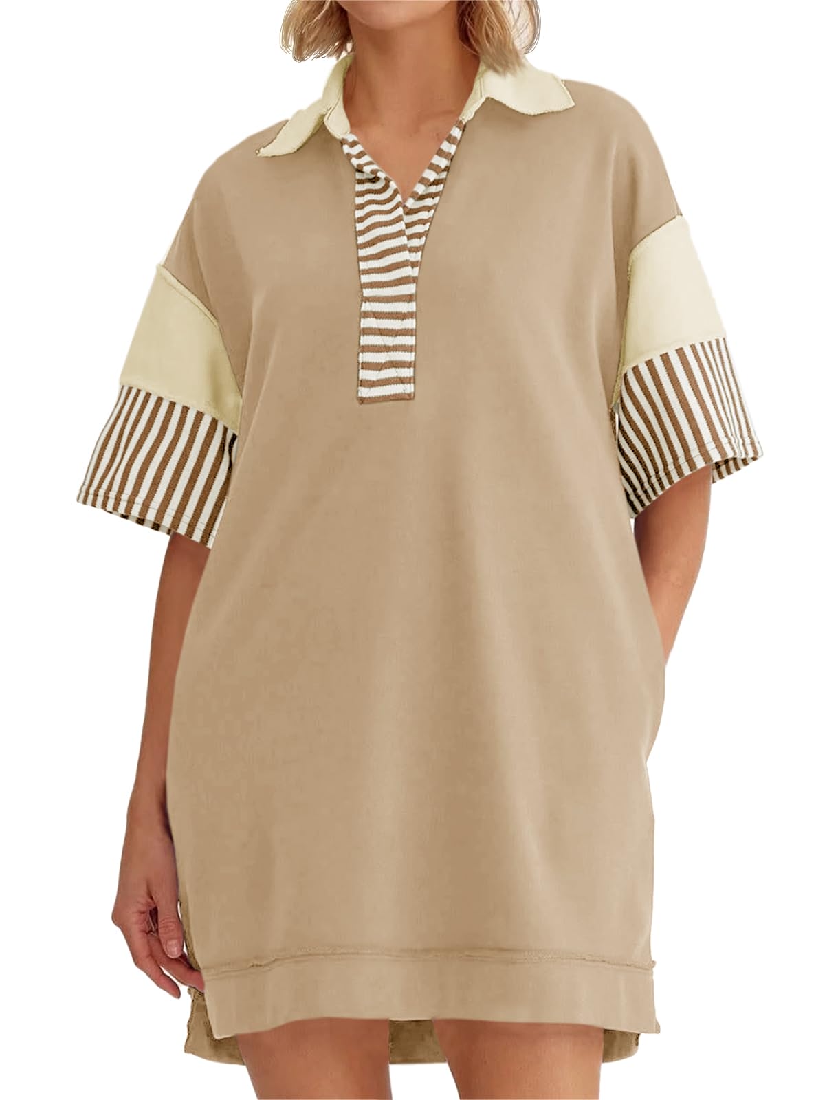 Women's Colorblock Patchwork Short Sleeve T Shirt Dress