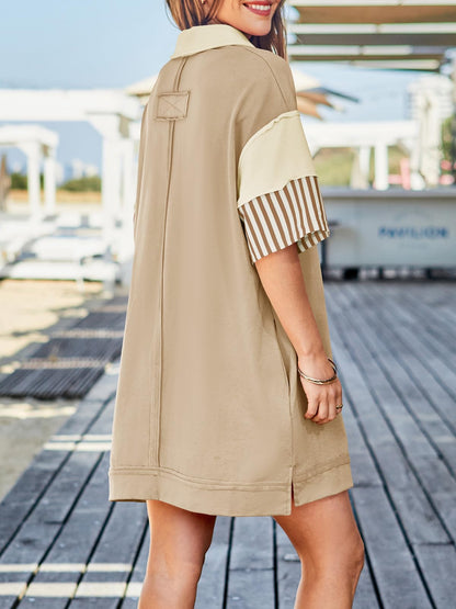 Women's Colorblock Patchwork Short Sleeve T Shirt Dress