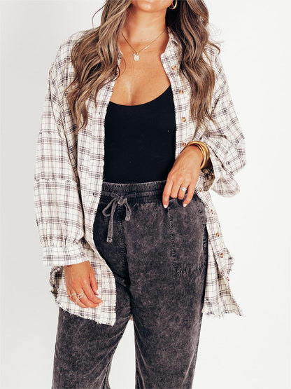 Women's Seams Raw Edge Washed Oversized Shirt Jacket(BUY 2 FREE SHIPPING)