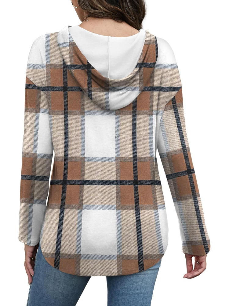 Women's Long Sleeve Plaid Oversized Hoodies