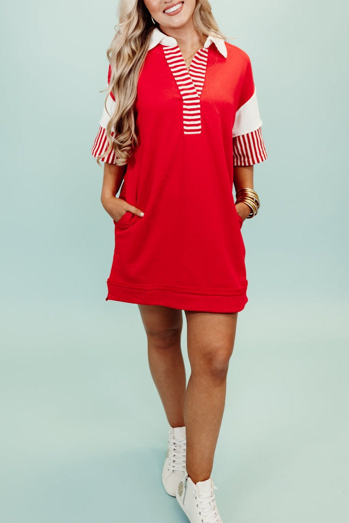 Women's Colorblock Patchwork Short Sleeve T Shirt Dress