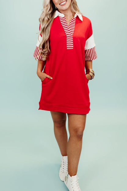 Women's Colorblock Patchwork Short Sleeve T Shirt Dress