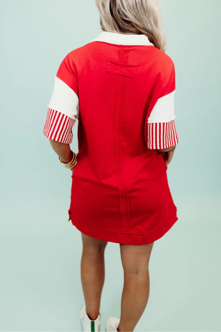 Women's Colorblock Patchwork Short Sleeve T Shirt Dress