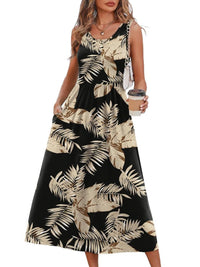 Black Beige Tropical Leaves