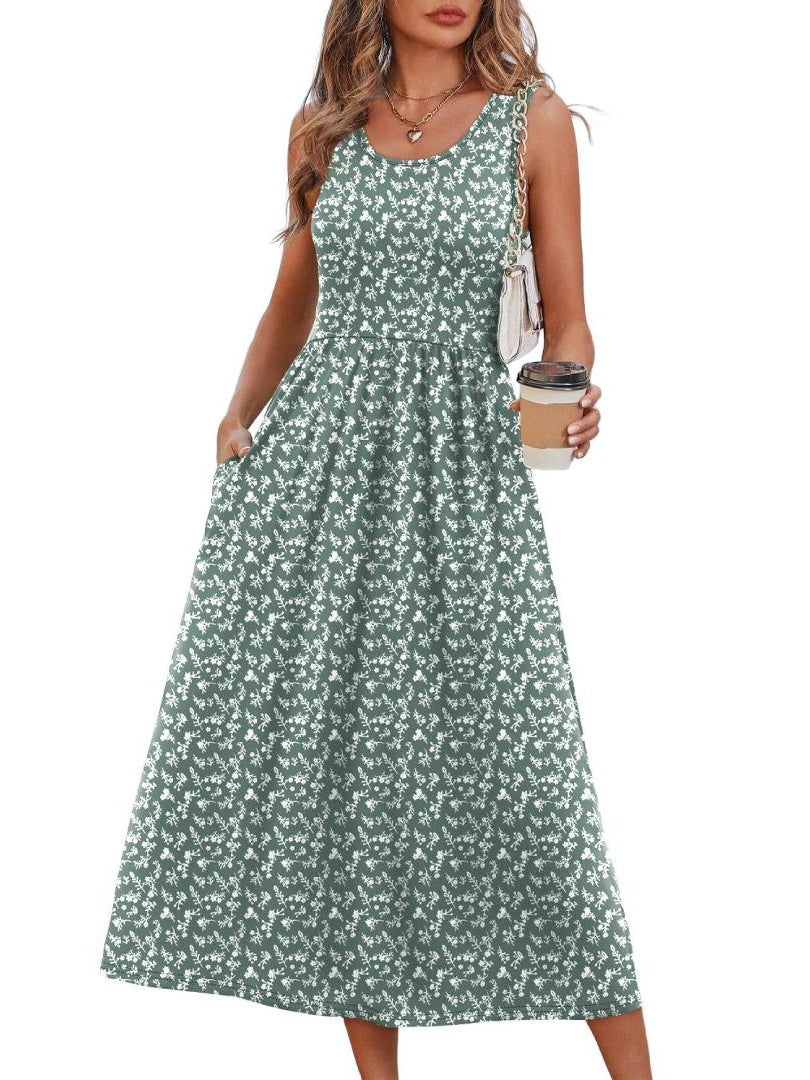 Women's Sleeveless Maxi Dress with Pockets
