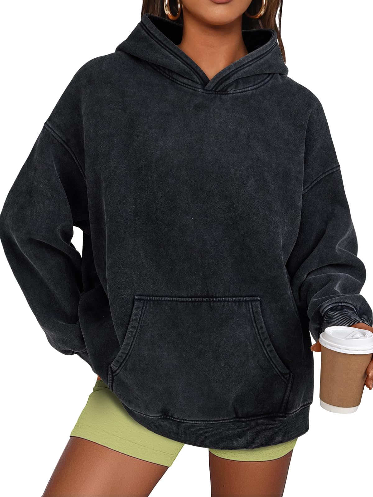 Unisex Casual Oversized Acid Wash Tops Hoodie Pullover(Buy 2 Free Shipping)