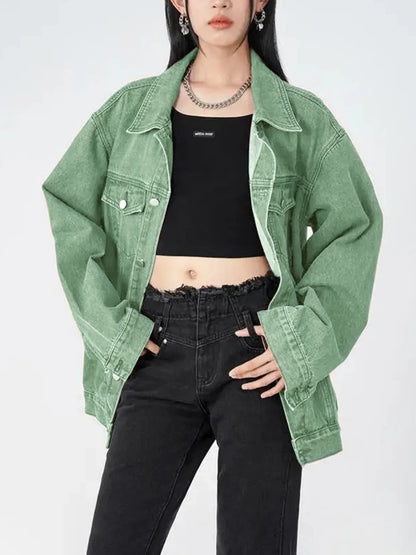 Women's Casual Trendy Button Denim Jacket with Pockets