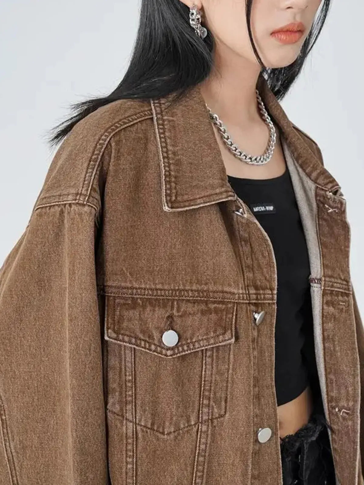 Women's Casual Trendy Button Denim Jacket with Pockets