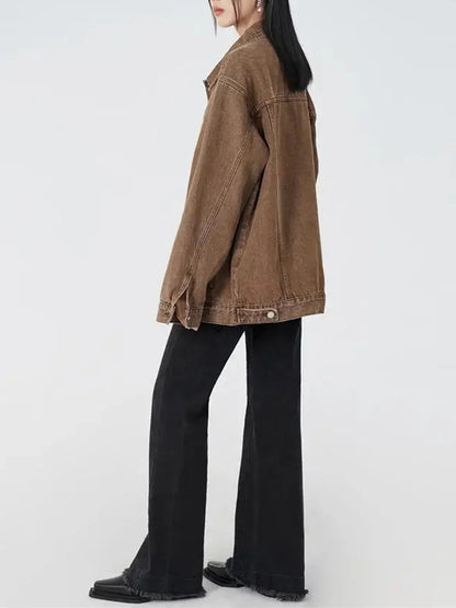 Women's Casual Trendy Button Denim Jacket with Pockets