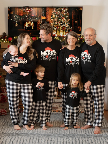 🌲🎁Family Christmas  Long-sleeve Black White Letters Pajamas