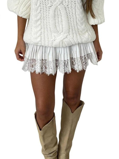 Women's Low Waist Lace Mini Pleated Skirts (Buy 2 Free Shipping)