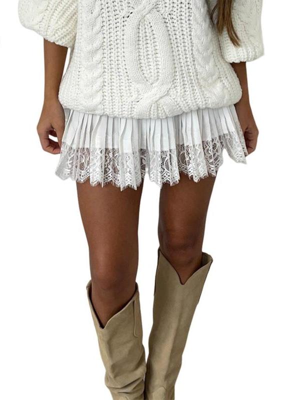 Women's Low Waist Lace Mini Pleated Skirts (Buy 2 Free Shipping)