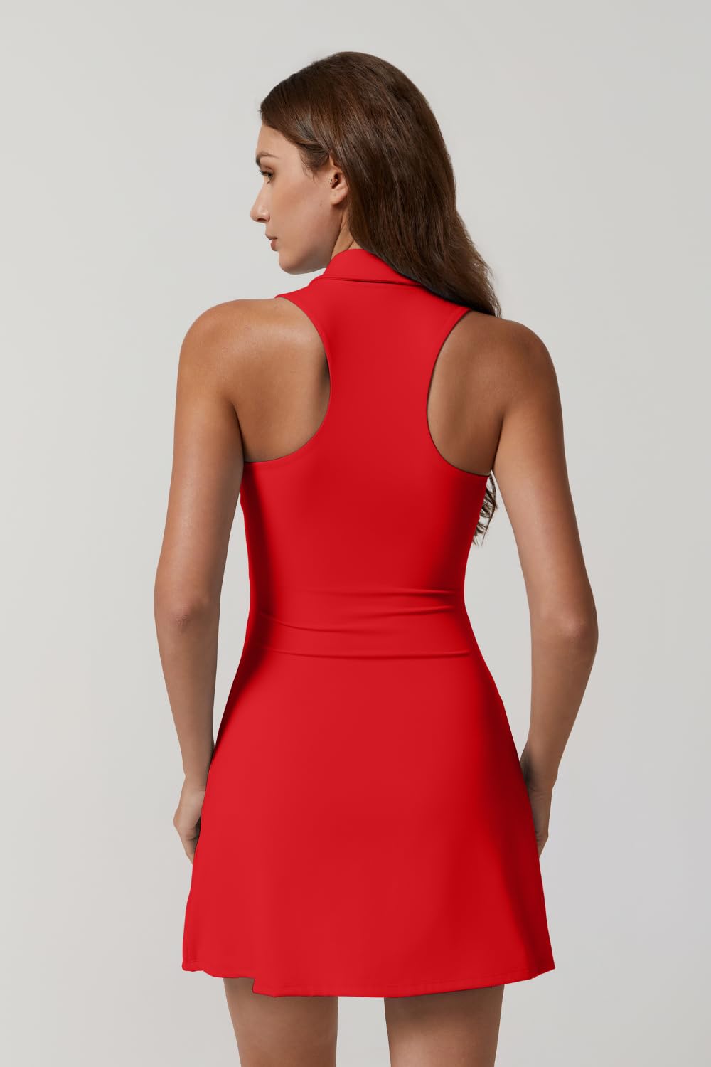 Womens Zip Front Tennis Dress Polo Collar Racer Back Workout Golf Dresses
