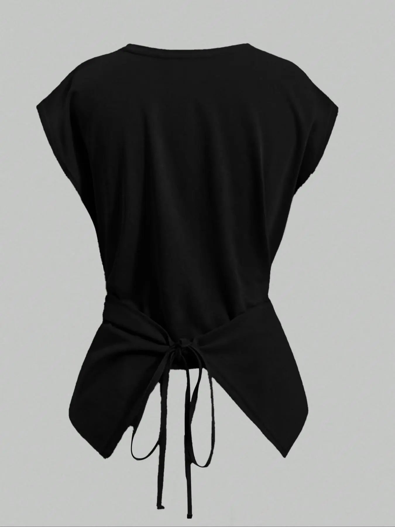 Women's Cap Sleeve Tie Back Cinched Waist Wrap Top
