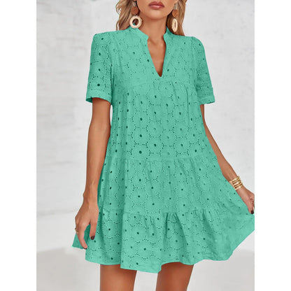 Women’s Lace Dresses Eyelet Casual Flowy Babydoll Swing
