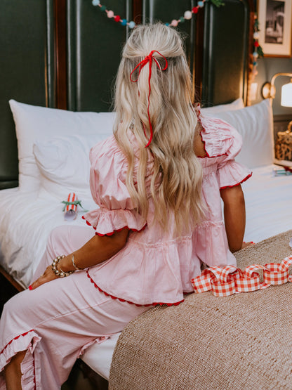 Women's Christmas Plaid Ruffle Puff Sleeve Pajamas Set(BUY 2 FREE SHIPPING)