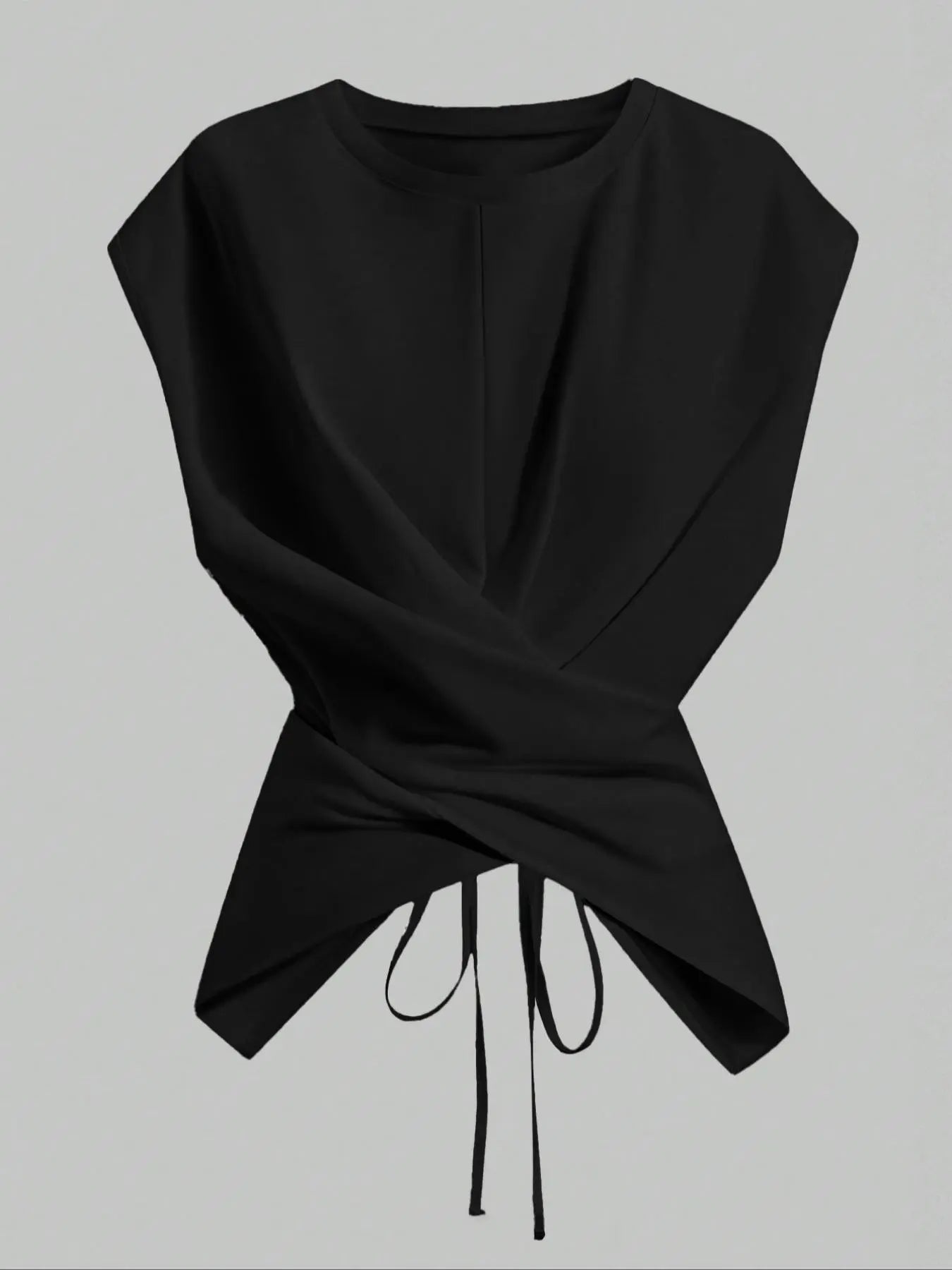 Women's Cap Sleeve Tie Back Cinched Waist Wrap Top