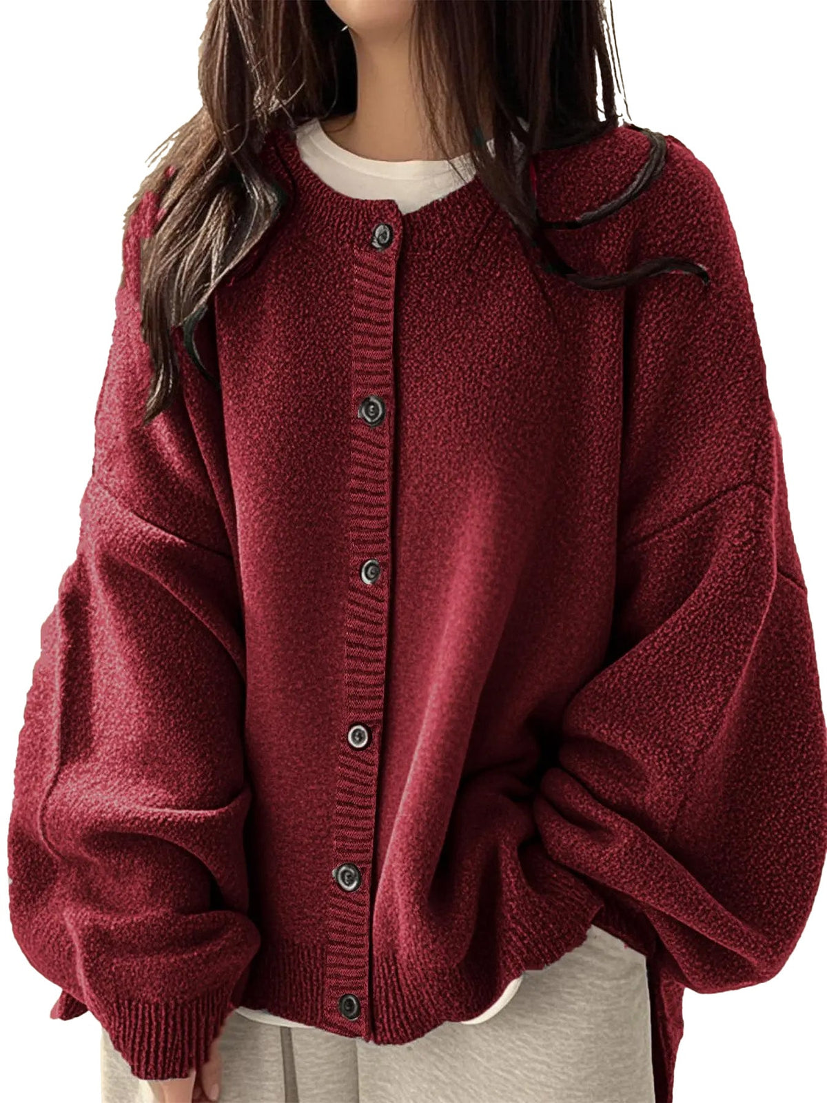 Women's Oversized Cardigan Casual Long Sleeve Button Down Knit Sweater