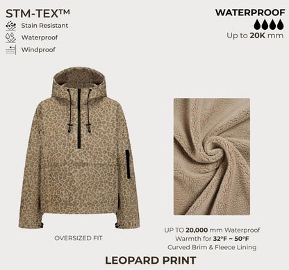 Fleece-lined Waterproof Raincoat Hoodie With Kangaroo Pocket