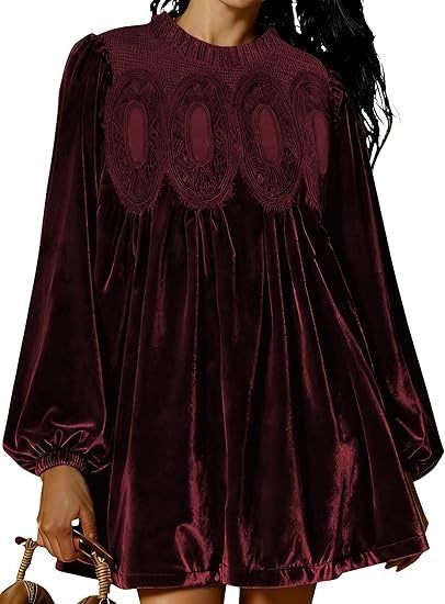 Women's Vintage Velvet Babydoll Dress