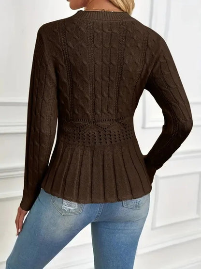 Women's Chunky Knit Crew Neck Long Sleeve Knit Top (Buy 2 Free Shipping)