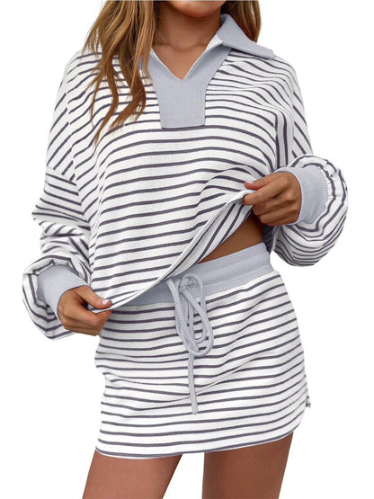 Women's Casual Striped Two-Piece Set