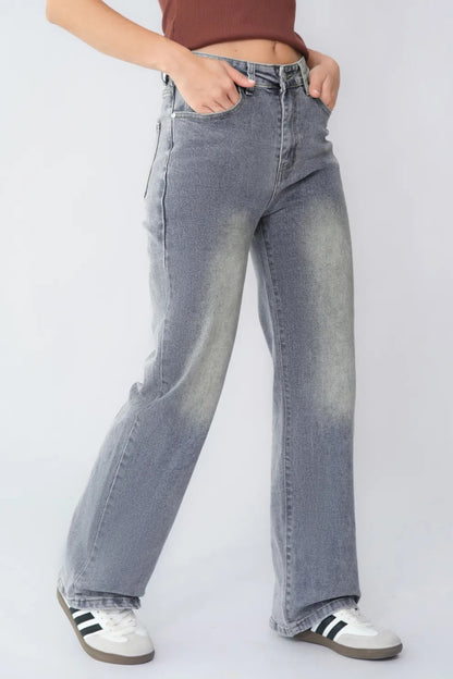 Women's High-Waisted Multi-Pocket Denim Wide Leg Jeans(BUY 2 FREE SHIPPING)