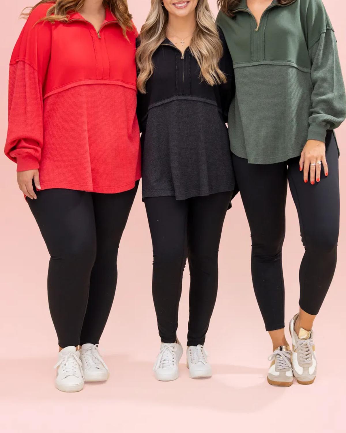 Women's Quarter Zip Pullover Slit Long Sleeve Top(BUY 2 FREE SHIPPING)