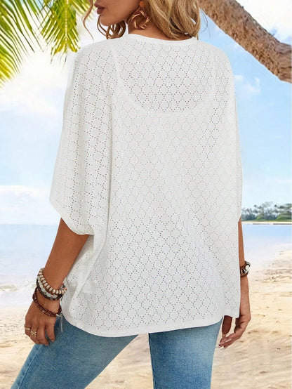 Women's Casual Lightweight Half Sleeve Hollow Cardigan