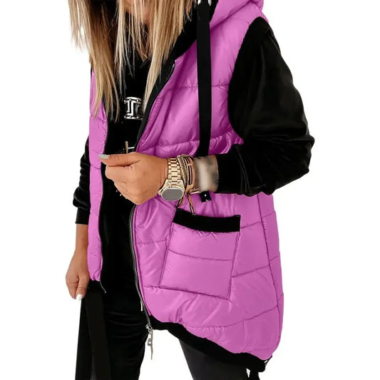 HOT SALE🔥Women's Hooded Outwear Vest Lightweight Zipper Up Padded Gilet With Pockets