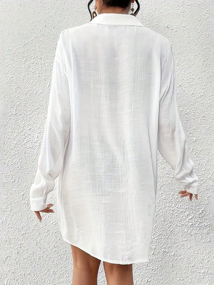 Women's Bohemian Style Loose Long-Sleeved Button-Down Shirt Casual Top