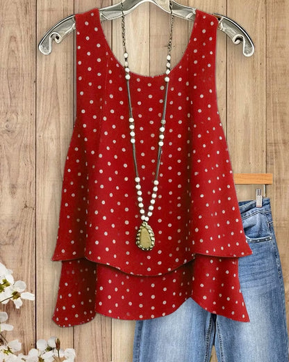 Floral Print Sleeveless Urban Tiered T-Shirt