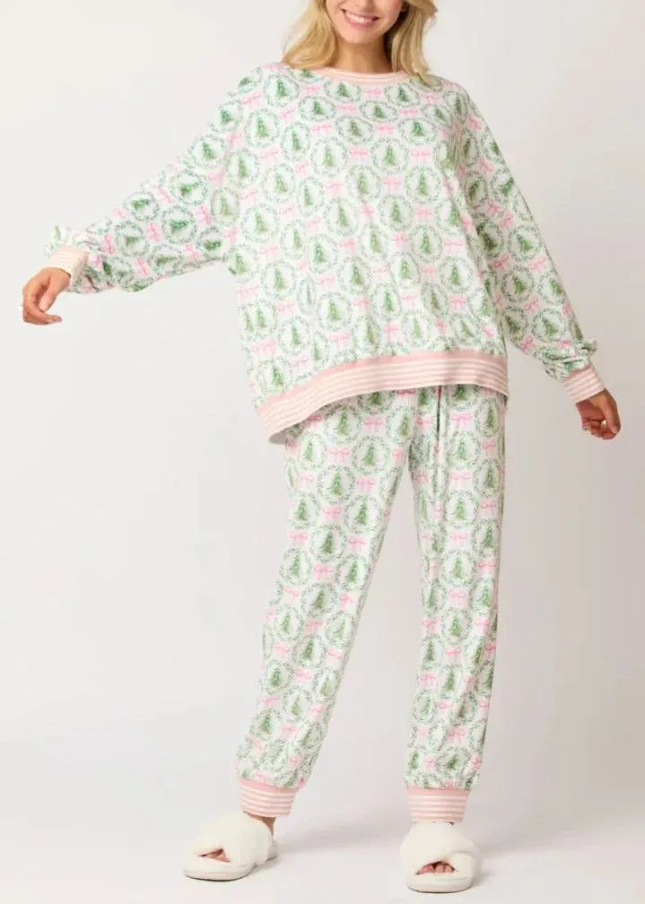 Christmas Trees and Bows Pajama Set (Buy 2 Free Shipping)