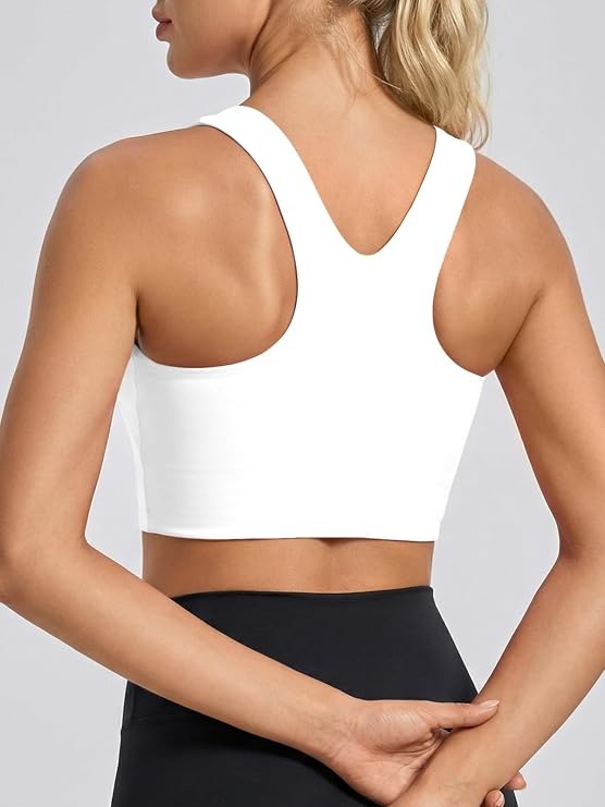 Womens Buttery Soft Square Neck Sports Bras Longline Yoga Workout Running Crop Tops