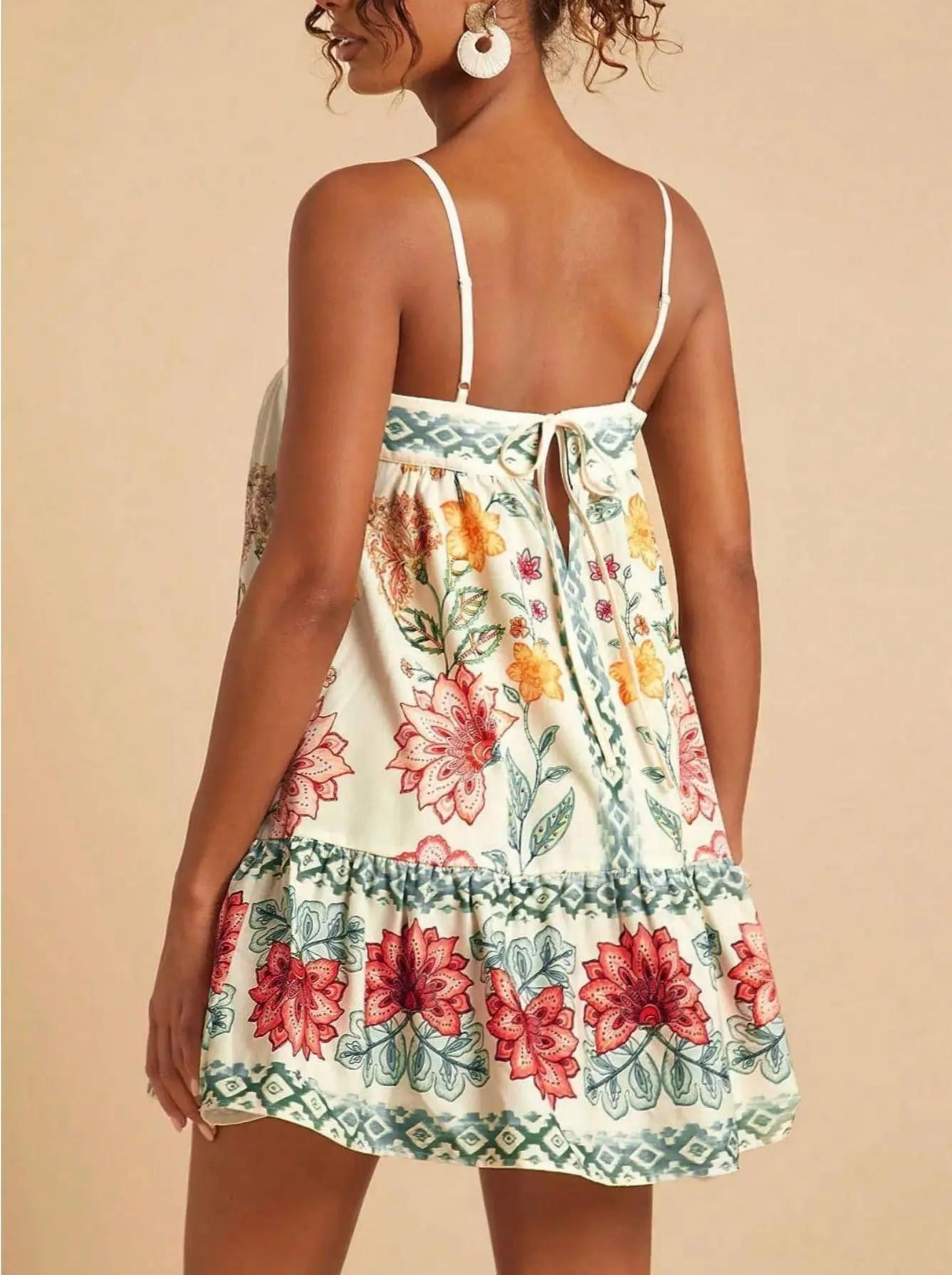 Womens Casual Beach Print Sundress Bohemian Lightweight Breathable Vacation Dress